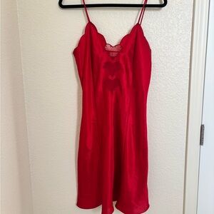 VTG Erika Taylor Babydoll 90s Y2K Red Slip Dress Satin Nightgown Heart Medium